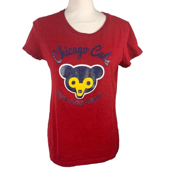 MLB Chicago Cubs Red Short Sleeve Women’s T-Shirt Baseball Fitted Large - Picture 1 of 6